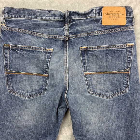Abercrombie & Fitch Baxter Low Rise Slim Boot Jeans Mens 34x32 Blue Button Fly - Picture 7 of 16